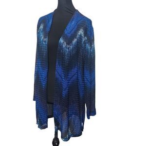 Chicos Travelers Collection Mesh Cardigan Swim Cover Up Top XL 3 Light Blue